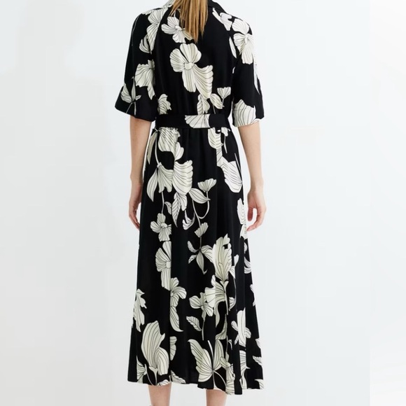 H&M Floral Black and White tie belt dress - Picture 3 of 13